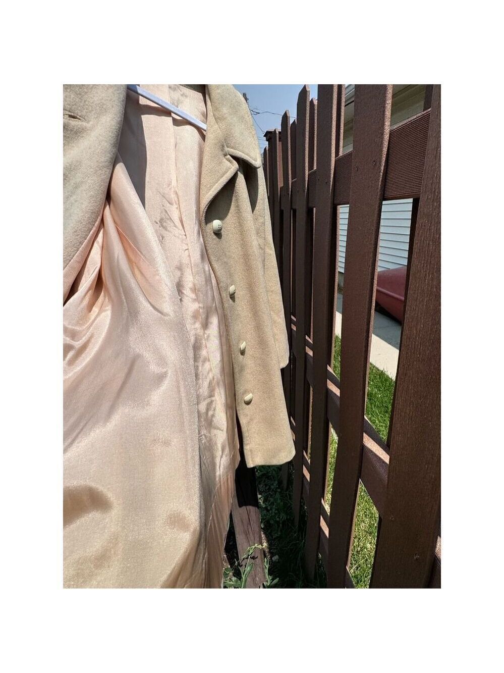 Vintage Herman Kay wool coat baby pink satin lining - Picture 11 of 13
